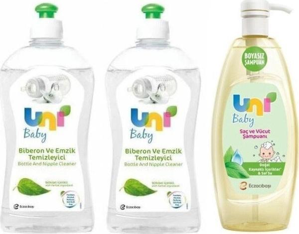 Uni Baby Biberon Ve Emzik Temizleyici 500 Ml*2+Doğal Içerikli Saç Ve Vücut Şampuanı - Image 1