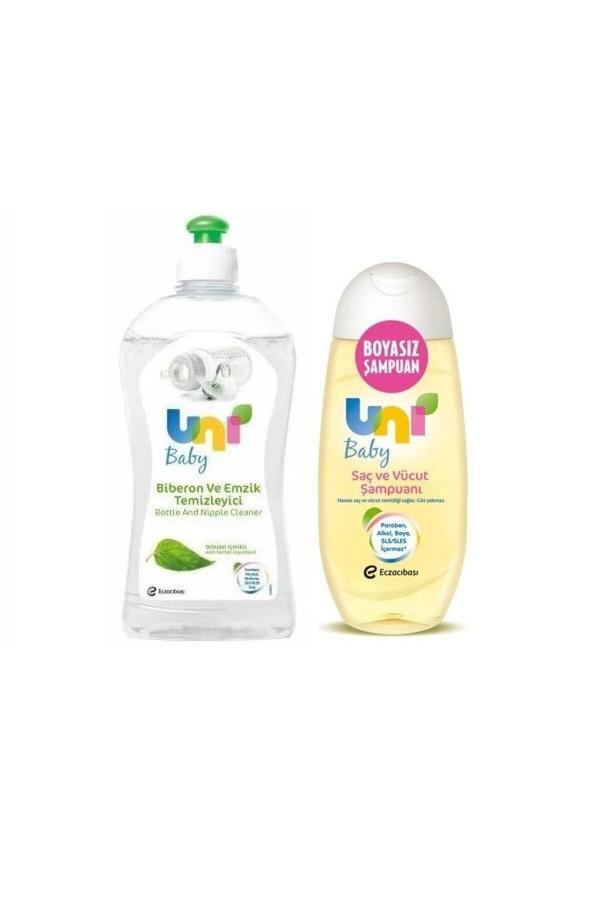 Uni Baby Bitkisel Içerikli Biberon Ve Emzik Temizleyici 500 Ml+Boyasız Saç Ve Vücut Şampuanı*2 - Image 1