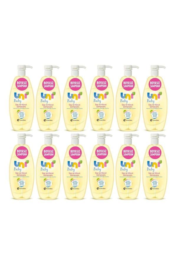 Uni Baby Şampuan 700Ml Boyasız Pompalı Bebekler İçin 12 Li Set - Image 1