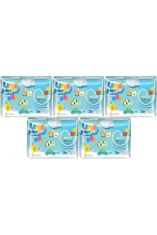 Uni Baby Islak Havlu Aktif / Oyna & Öğren 52 Yaprak (15 Li Set) 780 Yaprak (5Pk*3) - Image 1
