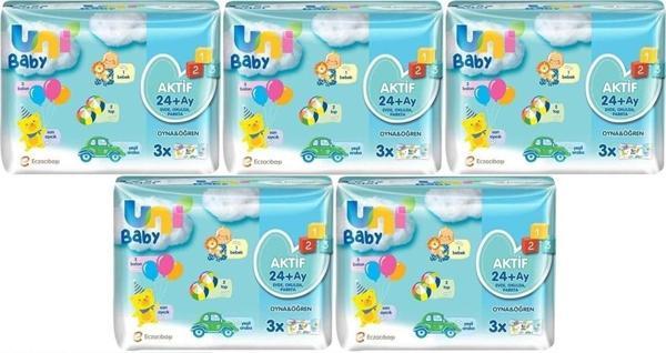 Uni Baby Islak Havlu Aktif / Oyna & Öğren 52 Yaprak (15 Li Set) 780 Yaprak (5Pk*3) - Image 1