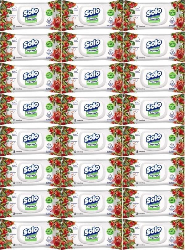 Solo Islak Havlu Mendil 50 Yaprak Elma Sirkesi & Karbonat (24 Lü Set) (8Pk*3) 1200 Yaprak - Image 1