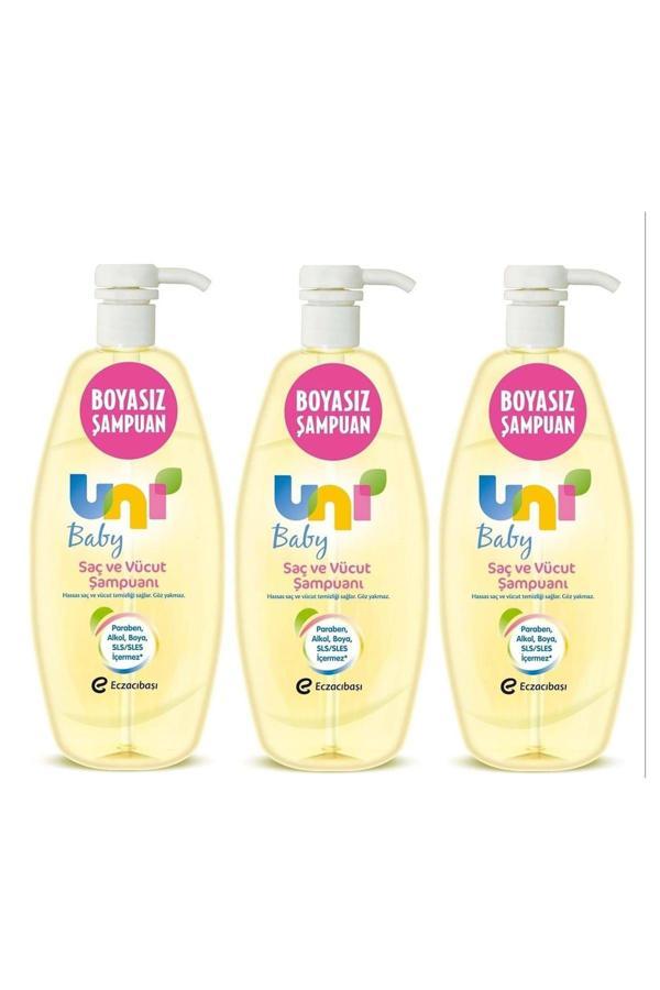 Uni Baby Şampuan 700Ml Boyasız Pompalı Bebekler İçin 3 Lü Set - Image 1