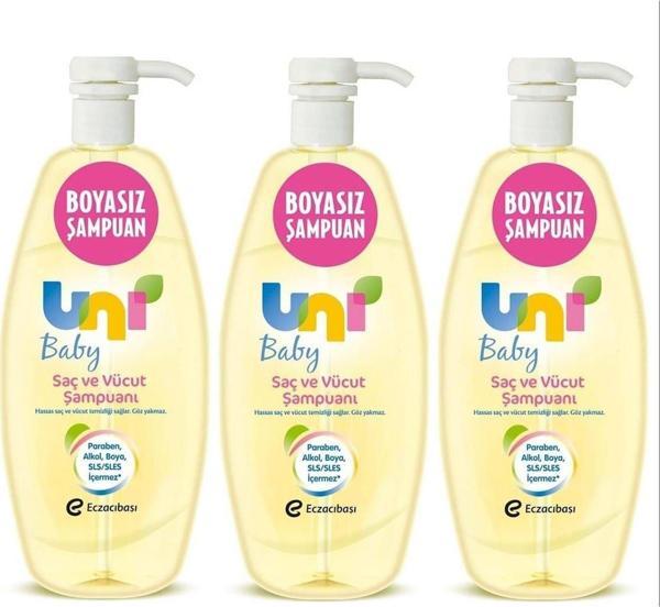 Uni Baby Şampuan 700Ml Boyasız Pompalı Bebekler İçin 3 Lü Set - Image 1