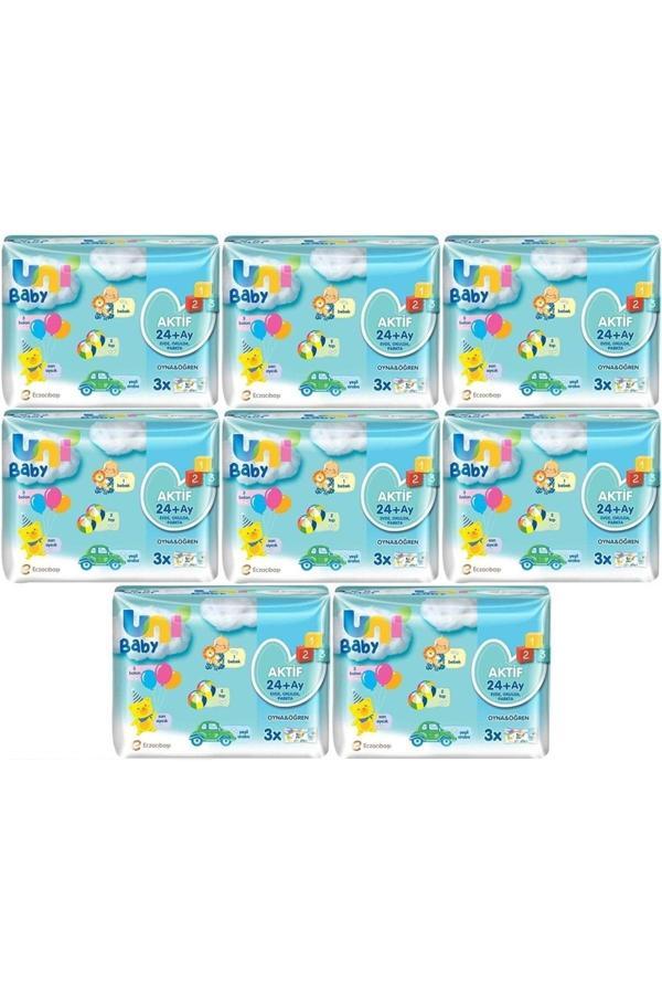 Uni Baby Islak Havlu Aktif / Oyna & Öğren 52 Yaprak (24 Lü Set) 1248 Yaprak (8Pk*3) - Image 1