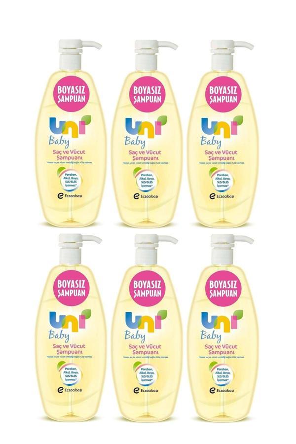 Uni Baby Şampuan 700Ml Boyasız Pompalı Bebekler İçin 6 Lı Set - Image 1