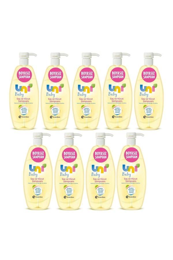 Uni Baby Şampuan 700Ml Boyasız Pompalı Bebekler İçin 9 Lu Set - Image 1
