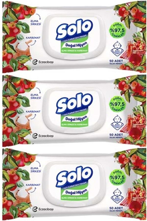 Solo Islak Havlu Mendil 50 Yaprak Elma Sirkesi & Karbonat (3 Lü Pk) 150 Yaprak - Image 1