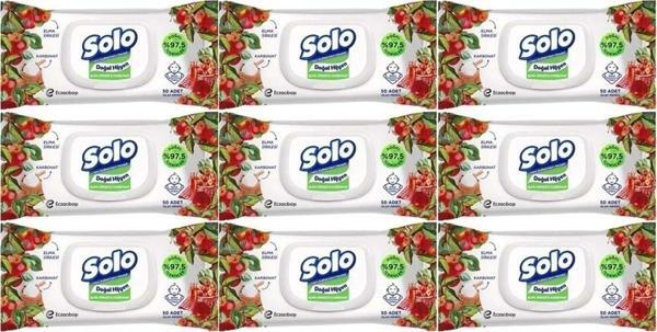 Solo Islak Havlu Mendil 50 Yaprak Elma Sirkesi & Karbonat (9 Lu Set) (3Pk*3) 450 Yaprak - Image 1