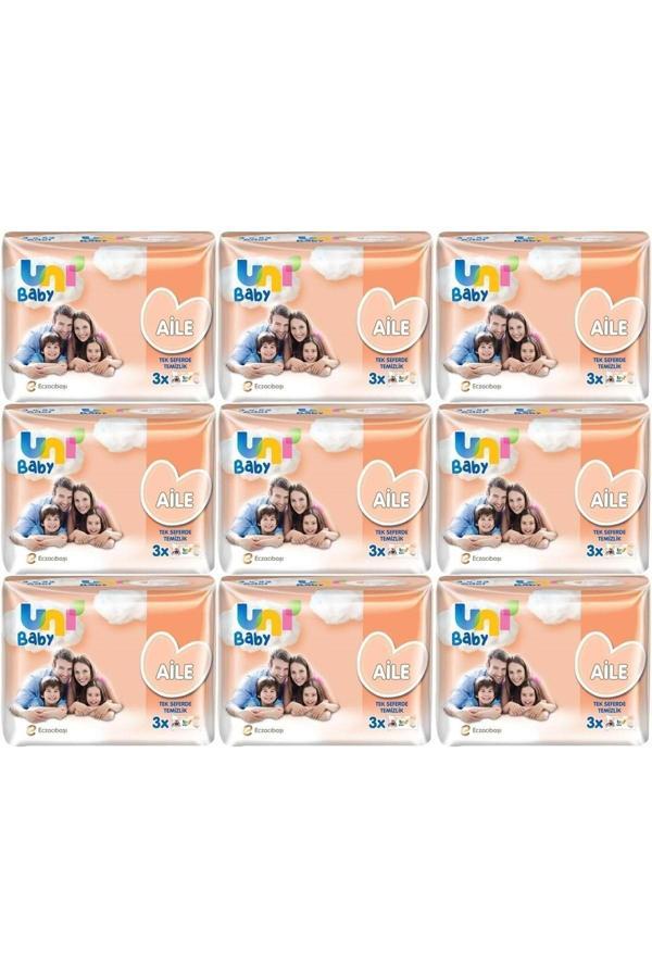 Uni Baby Islak Havlu Mendil Aile 52 Yaprak (27 Li Set) 1404 Yaprak (9Pk*3) - Image 1