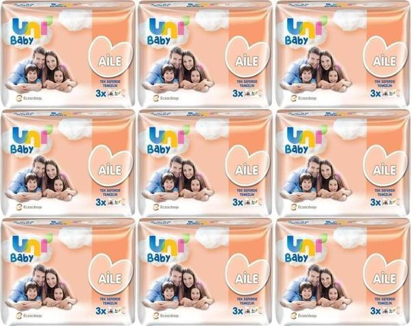 Uni Baby Islak Havlu Mendil Aile 52 Yaprak (27 Li Set) 1404 Yaprak (9Pk*3) - Image 1