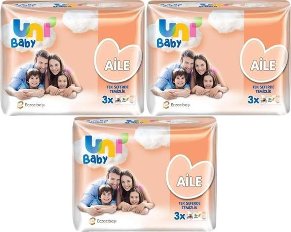 Uni Baby Islak Havlu Mendil Aile 52 Yaprak (9 Lu Set) 468 Yaprak (3Pk*3) - Image 1