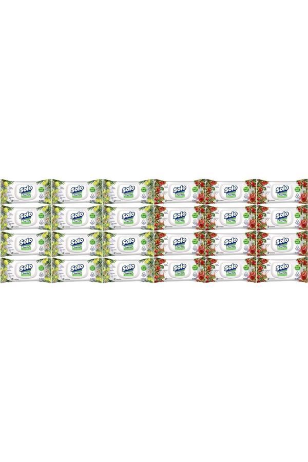 Solo Islak Havlu Mendil 50 Yaprak Limon & Biberiye-Elma Sirkesi & Karbonat (24 Lü Karma Set) - Image 1