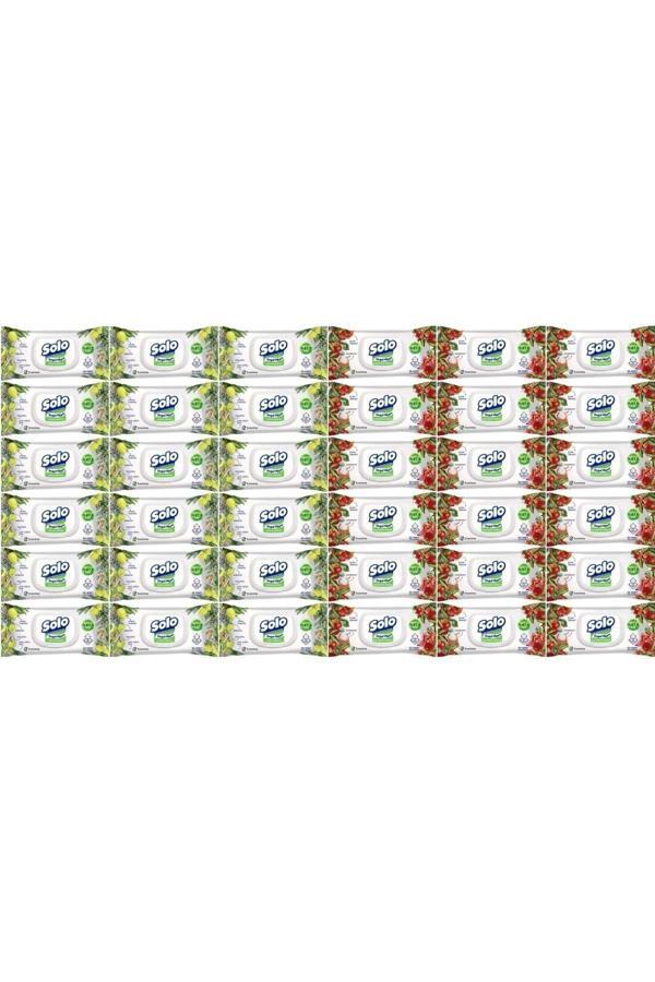 Solo Islak Havlu Mendil 50 Yaprak Limon & Biberiye-Elma Sirkesi & Karbonat (36 Lı Karma Set) - Image 1
