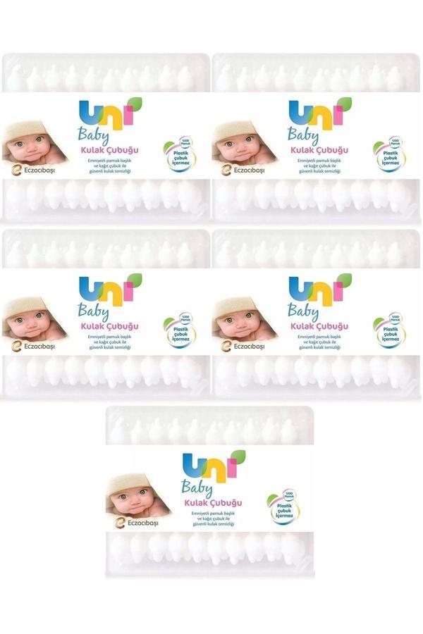 Uni Baby Kulak Temizleme Çubuğu 60 Adet Emniyetli (Bebekler Için) (5 Li Set) - Image 1