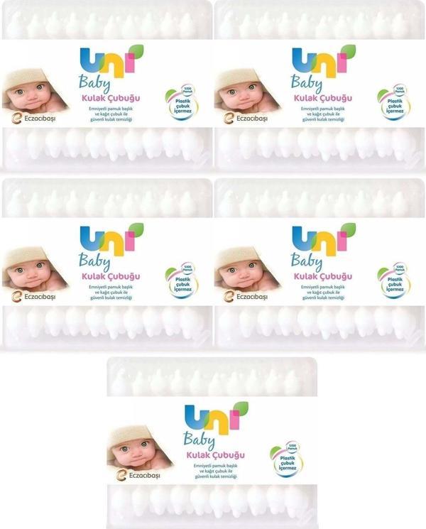 Uni Baby Kulak Temizleme Çubuğu 60 Adet Emniyetli (Bebekler Için) (5 Li Set) - Image 1