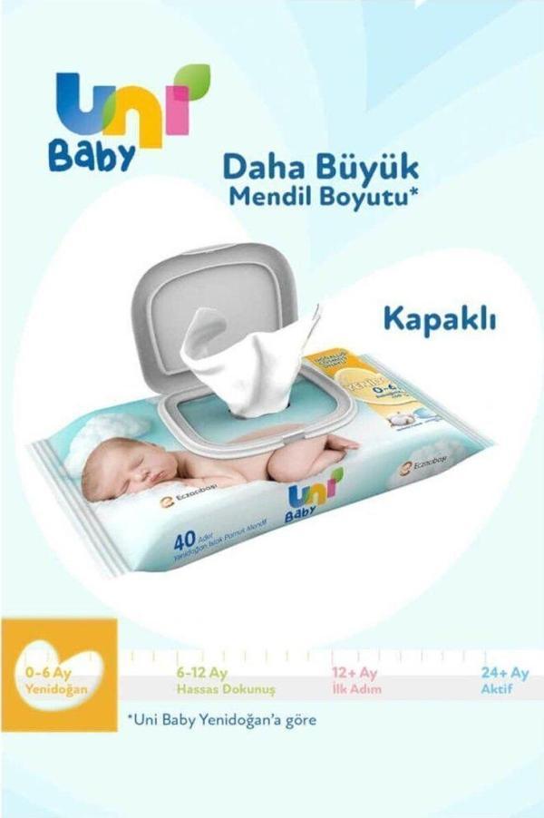 Uni Baby Yenidoğan Islak Mendil 3X40Lı 0-6 Ay - Image 1