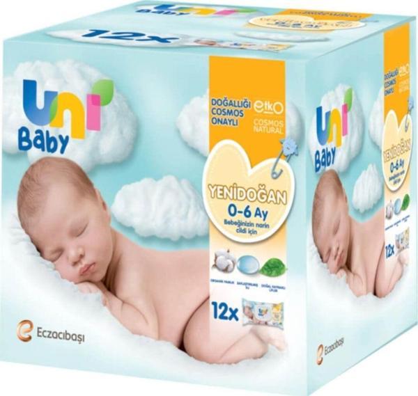 Uni Baby Yenidoğan Islak Pamuk Mendil 12X40Lı Avantaj Paket 0-6 Ay - Image 1