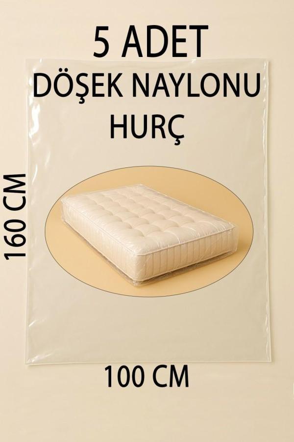 5 Adet 160cm×100cm Şeffaf Naylon Taşınma Saklama Döşek Naylonu Torbası Hurç - Image 1
