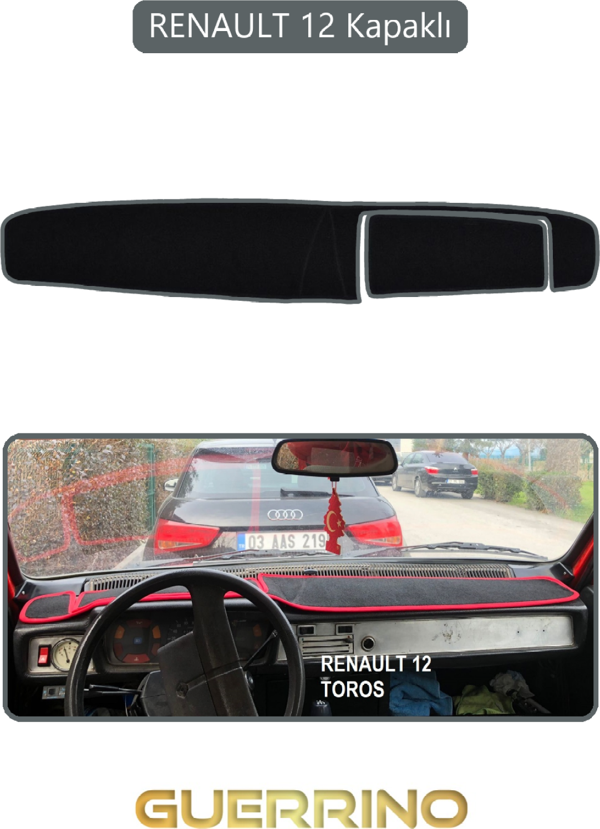 Ett Renault 12 - Toros   Kapaklı Torpido Koruma Halısı Gri Kenar  - Image 1