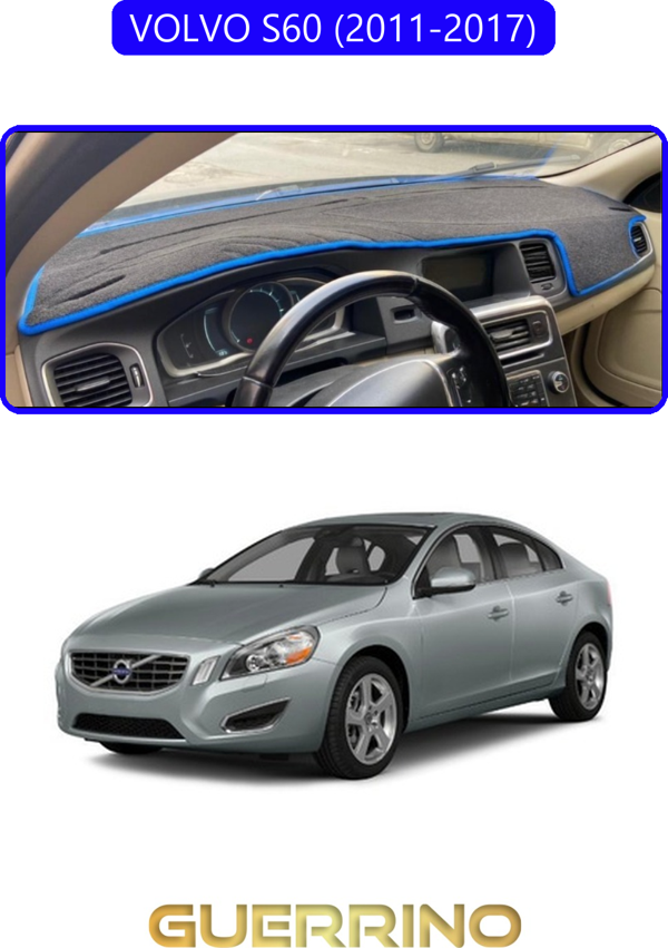 Ett Volvo S60 (2011-2017)Torpido Koruma Halısı Mavi Kenar  - Image 1