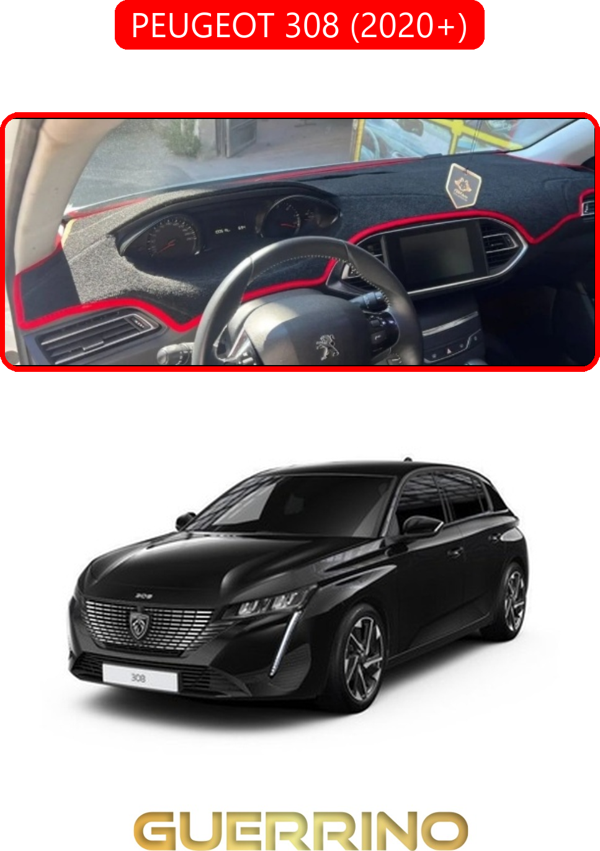 Ett Peugeot 308 (2020+)Torpido Koruma Halısı Kırmızı Kenar  - Image 1