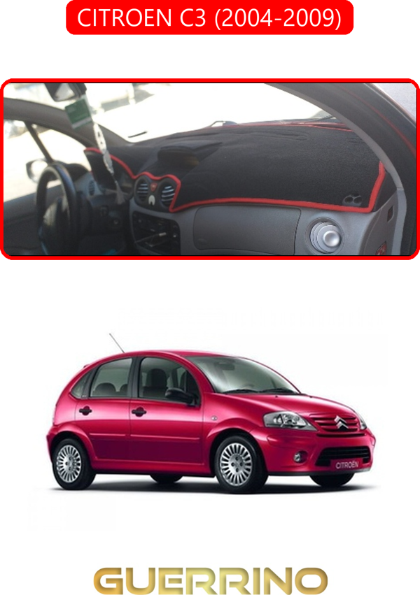 Ett Cıtroen C3 2004-2009Torpido Koruma Halısı Kırmızı Kenar  - Image 1