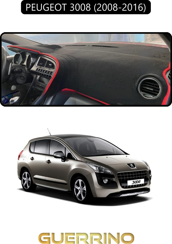 Ett Peugeot 3008 (2008-2016)Torpido Koruma Halısı Siyah Kenar  - Image 1