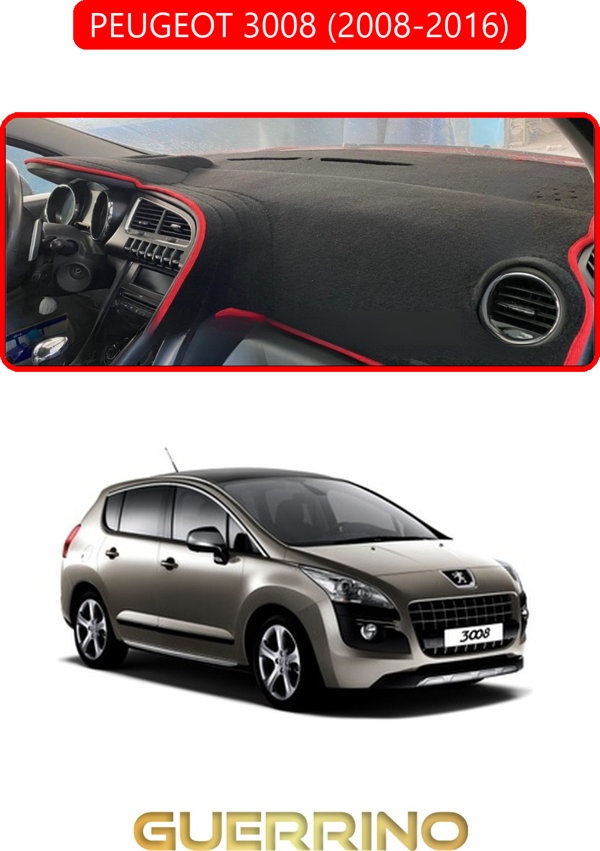 Ett Peugeot 3008 (2008-2016)Torpido Koruma Halısı Kırmızı Kenar  - Image 1