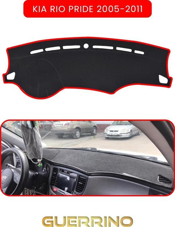 Ett Kia Rio Pride 2005-2011Torpido Koruma Halısı Kırmızı Kenar  - Image 1