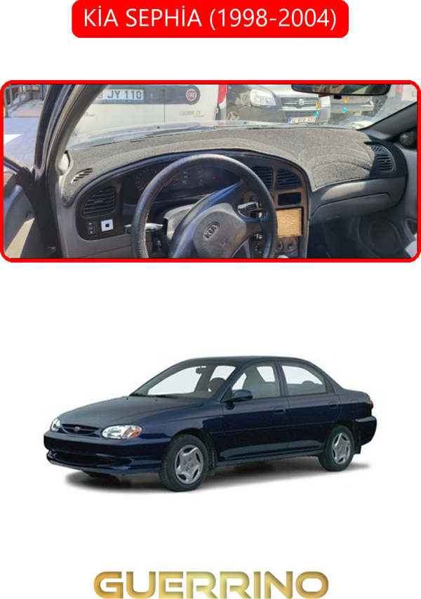 Ett Kia Sephia 1998-2004Torpido Koruma Halısı Kırmızı Kenar  - Image 1