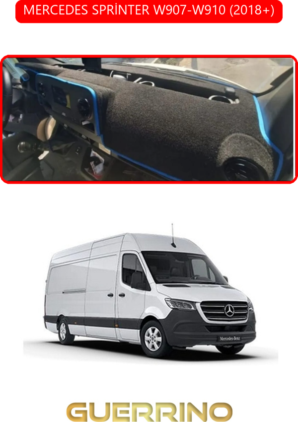 Ett Mercedes Sprinter W907-W910 2018+Torpido Koruma Halısı Kırmızı Kenar  - Image 1