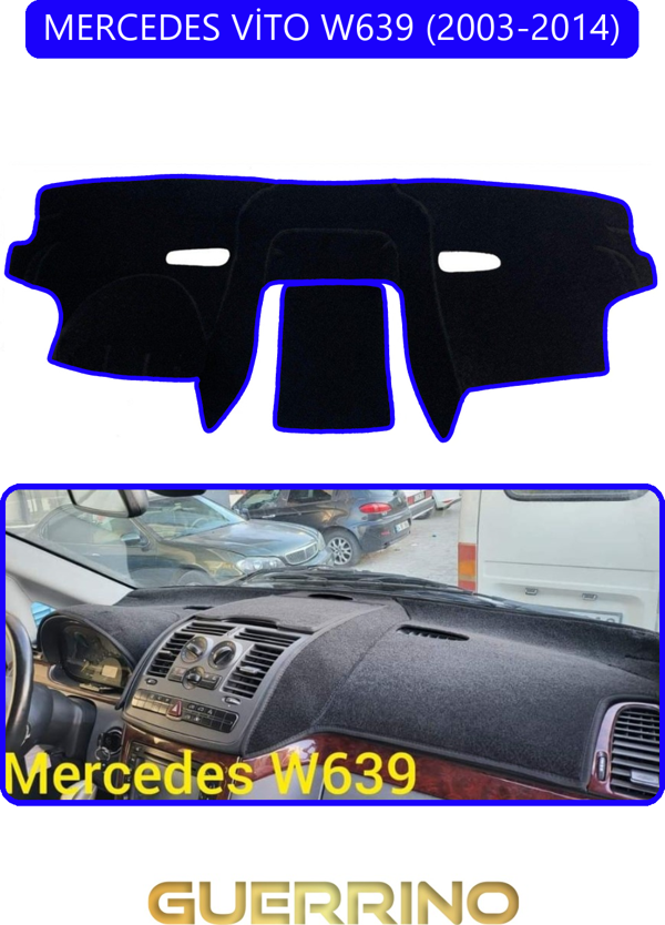Ett Mercedes Vito W639 2003-2014Torpido Koruma Halısı Mavi Kenar  - Image 1