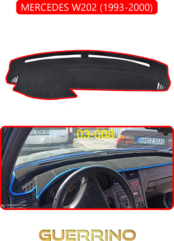 Ett Mercedes W202 1993-2000Torpido Koruma Halısı Kırmızı Kenar  - Image 1