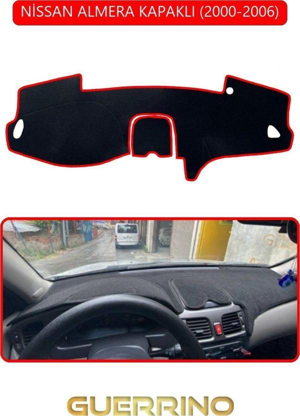 Ett Nissan Almera Kapaklı 2000-2006Torpido Koruma Halısı Kırmızı Kenar  - Image 1
