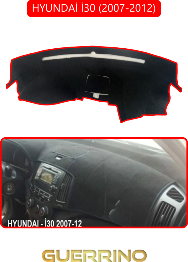 Ett Hyundai İ30 2007-2012Torpido Koruma Halısı Kırmızı Kenar  - Image 1