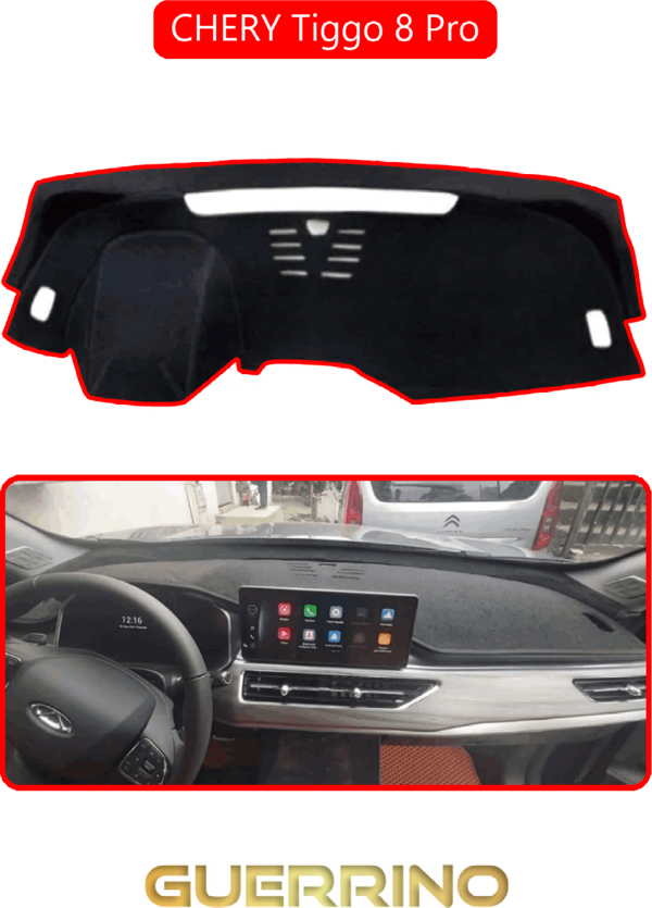 Ett Chery Tiggo 8 Pro Torpido Koruma Halısı Kırmızı Kenar  - Image 1
