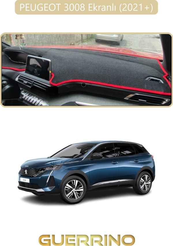 Ett Peugeot 3008 Ekranlı (2021+)Torpido Koruma Halısı Bej Kenar  - Image 1
