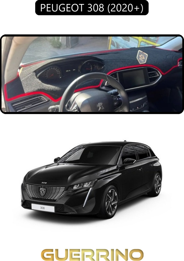 Ett Peugeot 308 (2020+)Torpido Koruma Halısı Siyah Kenar  - Image 1
