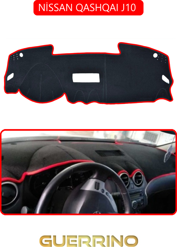 Ett Nissan Qashqaı J10 Torpido Koruma Halısı Kırmızı Kenar  - Image 1