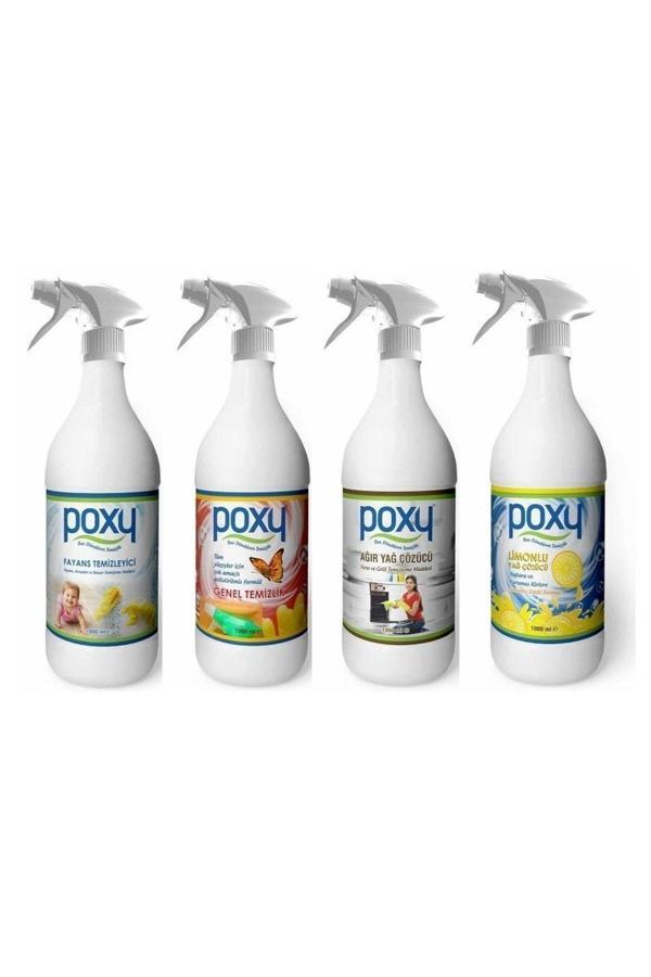 Poxy Genel Temizlik & Fayans Temizleyici & Ağır Yağ Çözücü & Limonlu Yağ Çözücü 4X1Lt - Image 1