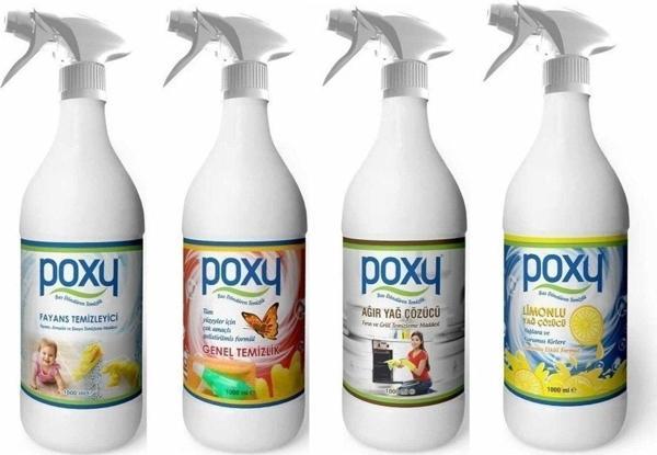 Poxy Genel Temizlik & Fayans Temizleyici & Ağır Yağ Çözücü & Limonlu Yağ Çözücü 4X1Lt - Image 1