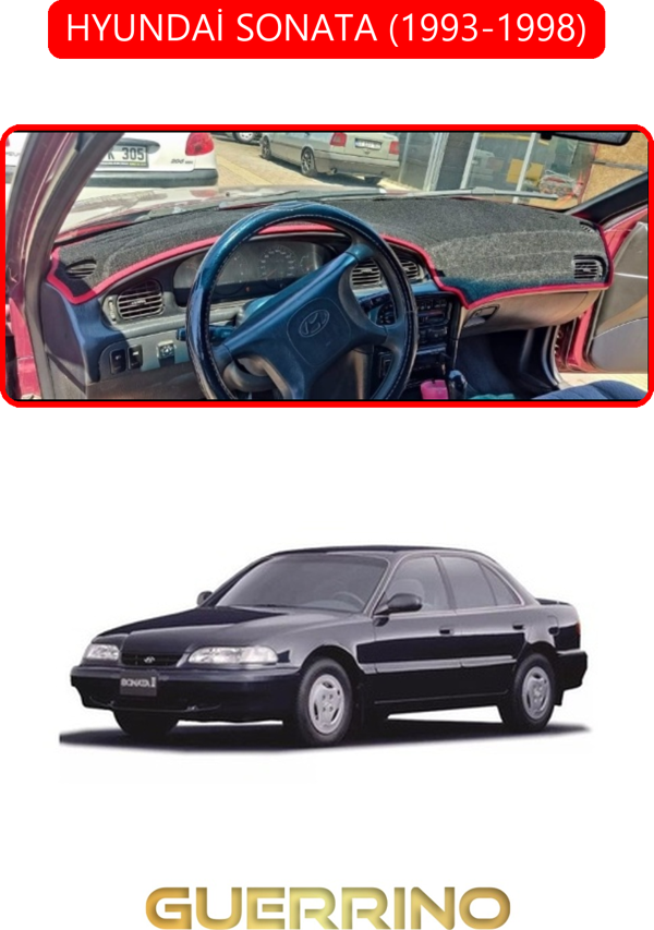 Ett Hyundai Sonata 1993-1998Torpido Koruma Halısı Kırmızı Kenar  - Image 1
