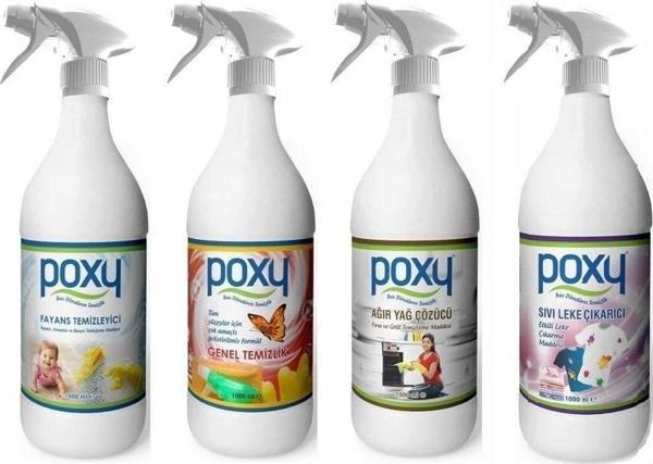Poxy Sıvı Leke Çıkarıcı & Genel Temizlik & Fayans Temizleyici & Ağır Yağ Çözücü Konsantre 4X1Lt - Image 1