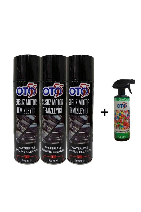 Oto55 3 Adet Susuz Motor Temizleme Spreyi 500 Ml+470 Ml Sakız Çilek Oto Kokusu - Image 1