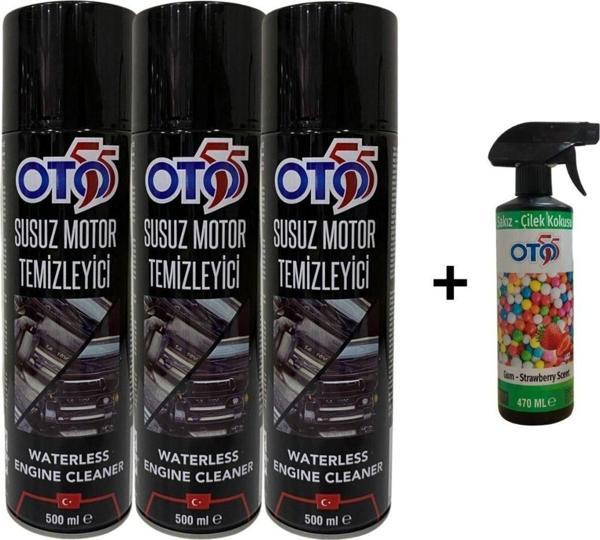Oto55 3 Adet Susuz Motor Temizleme Spreyi 500 Ml+470 Ml Sakız Çilek Oto Kokusu - Image 1