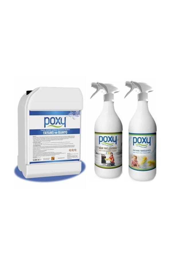 Poxy Fayans Temizleyici 5 Kg & Ağır Yağ Çözücü 1 Kg & Genel Temizlik 1 Kg - Image 1