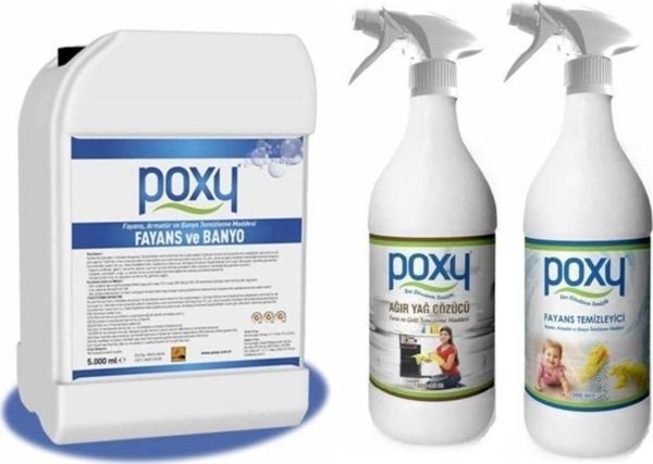 Poxy Fayans Temizleyici 5 Kg & Ağır Yağ Çözücü 1 Kg & Genel Temizlik 1 Kg - Image 1