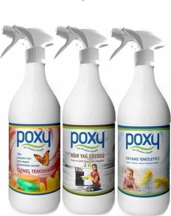 Poxy Genel Temizlik 1 Kg & Fayans Temizleyici 1 Kg & Ağır Yağ Çözücü 1 Kg - Image 1