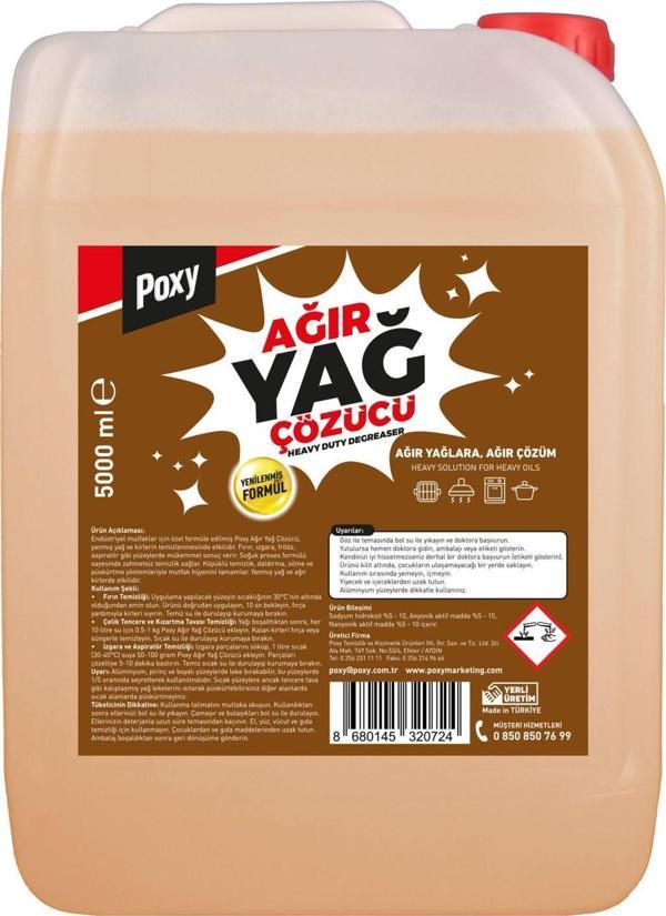 Poxy Ağır Yağ Çözücü 5 Lt ( Kalıplaşmış Kurumuş Yağlarda ) Konsantre Aspratör Izgara Yanık Tava - Image 1